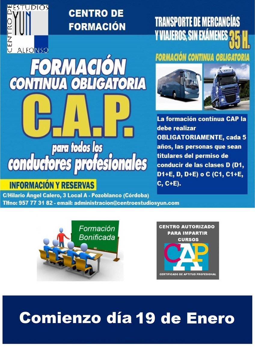AlfonsoYun's tweet photo. Próximo curso de Renovación de la Tarjeta del CAP para conductores de mercancías y viajeros. Si tienes próxima la fecha de caducidad de la tarjeta no dudes en reservar tu plaza. Además puedes utilizar los créditos formativos de tu empresa para realizarlo gratis https://t.co/ZHg83tpA00