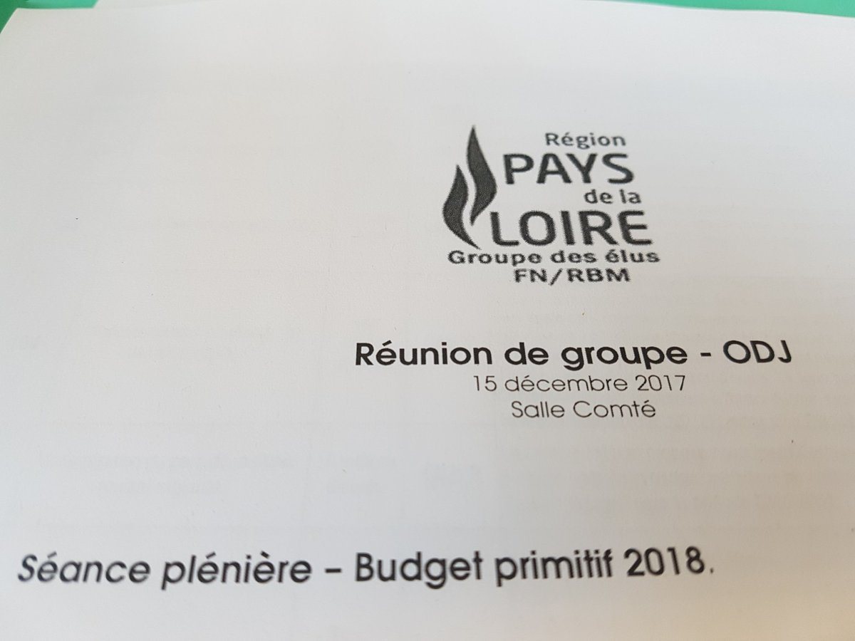 ElusRN2015CRPDL's tweet photo. Nous préparons les commissions sectorielles du conseil régional des Pays de la Loire, avant la séance plénière des 20-22 décembre.
#FNPdL https://t.co/zwvEhrGiiY