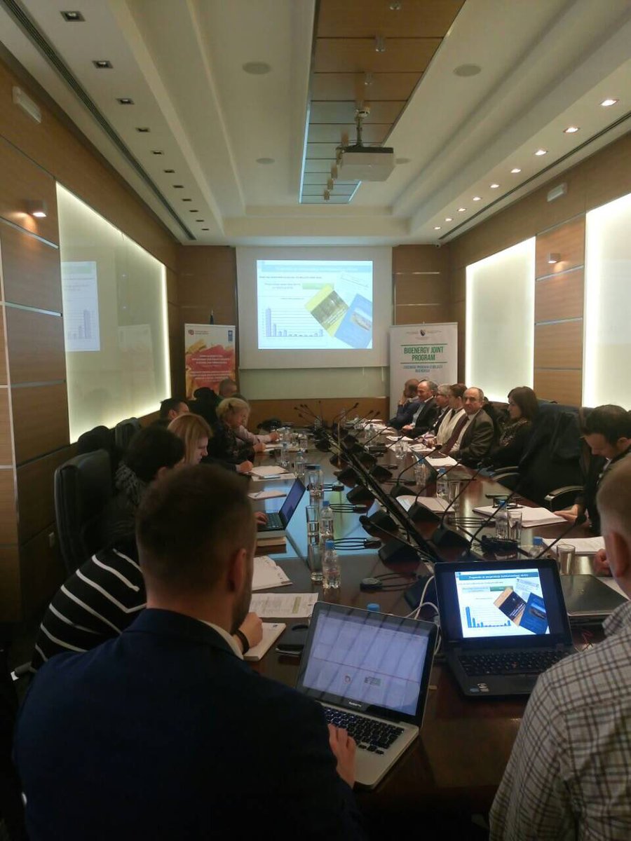 UNDPBiH's tweet photo. MOFTER, @USAIDBIH, #GIZ & @UNDPBiH discussing strategic, institutional and legislative preconditions for #woodbiomass utilization for #energy production in #BiH supported by #CzDA #BiomassProject https://t.co/iuBs90JoUX