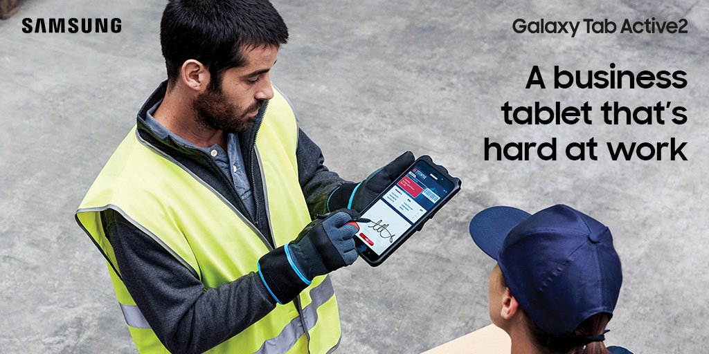 samsungbusiness's tweet photo. Stay productive wherever work takes you with the #TabActive2 – perfect for data entry & document signing on the move https://t.co/vN7PEEwd7S https://t.co/kOiUdUSpDr