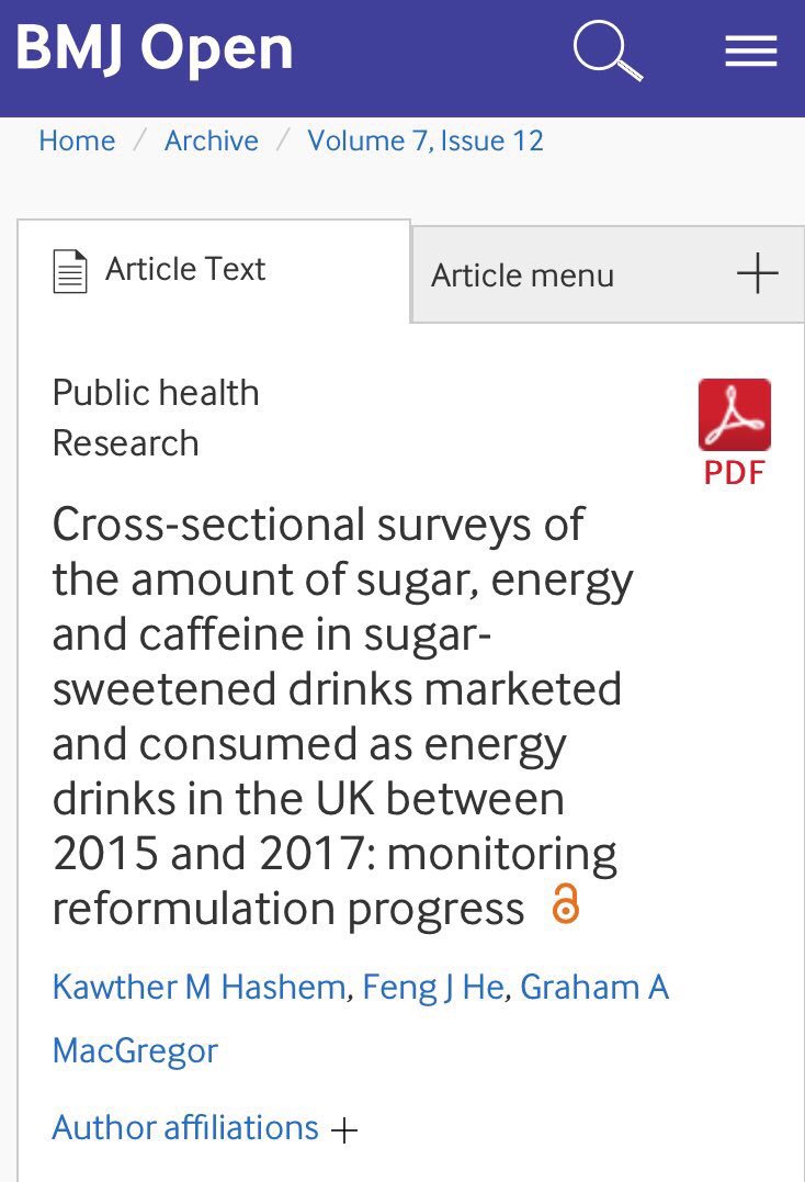 KawtherH's tweet photo. I co-authored a new study on the amount of #sugar, energy and #caffeine in sugar-sweetened drinks marketed and consumed as energy drinks in the UK between 2015 &amp; 2017: monitoring #reformulation progress @actiononsugar @BMJ_Open #energydrinks https://t.co/JNt5iMbvEK https://t.co/QXgEYvCIxK