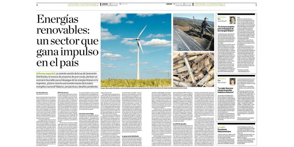 TaisGadeaLara's tweet photo. #EnergíasRenovables avances y desafíos en su desarrollo en la #Argentina 📰 Mi nota de hoy en @LRSustentable del diario La Razón 
https://t.co/I40jThIGO6 https://t.co/a5sMrxobyN