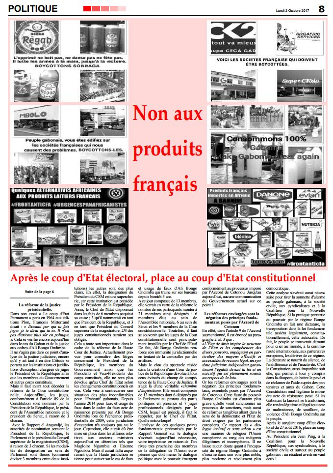HOLZER55931010's tweet photo. #OnePlanelSummit #OnePlanet #OnePlaneSummit  #BoycotteProduitsFrançais = #BoycotteintérêtsFrancais
Continuez&amp;Amplifiez cette dynamique!
Joignez vous a nous.
#Gabon #R241 Merci https://t.co/WwAsEmVbuJ
