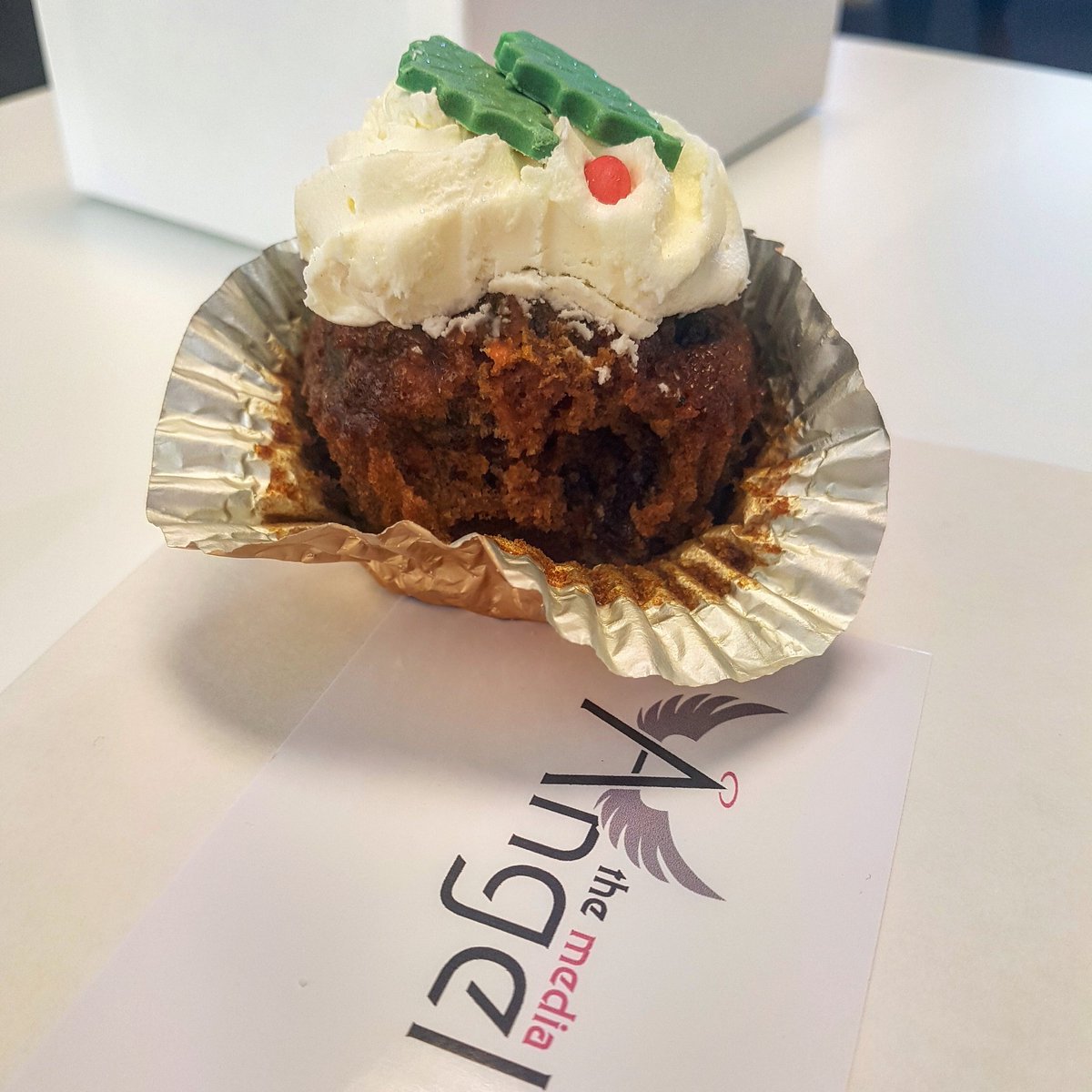 Thank you <a href="/TheMediaAngel/">The Media Angel</a> 😋 you know us too well! #christmascupcake