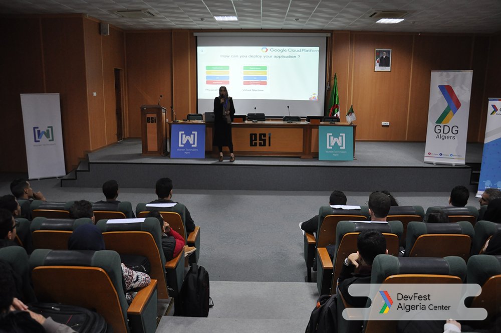 GDG_Algiers's tweet photo. The last conference for today is being animated by Ikram Manseri, presenting the powerful Google Cloud Platform.

#GDGAlgiers #GDGLesRosiers #GDGTipaza #GDGChlef #GDGGhardaia #GDGMsila #GDGElTarf #GDGTlemcen #WTM #GDGs #Algeria #2K17 #Conference #GoogleCloudPlatform https://t.co/ArL7ZbSc3V