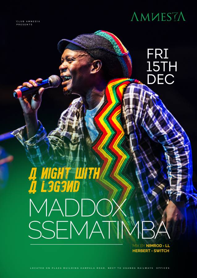 Going down tonight <a href="/ClubAmnesiaUg/">Club Amnesia Ug</a> with the reggae king #MaddoxSsematimba and mixs with <a href="/Nimroddj/">Deejay Nimrod 🎼</a> <a href="/djherbertug/">The Professor</a> as you slay with h <a href="/jonathannalebo/">Apostle JONAH</a> <a href="/flynetug/">Flynet</a> <a href="/zak_prince/">Prince Zak</a> <a href="/GalaxyFMUg/">100.2 Galaxy FM Zzina!</a> be nowhere 😉😉😉