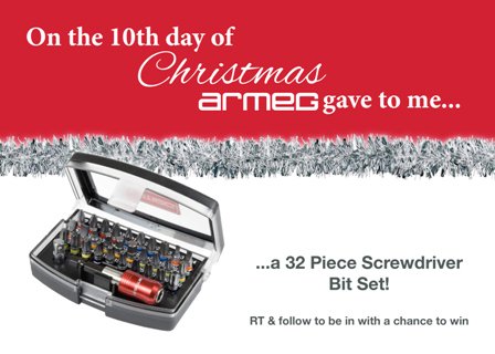 armeguk's tweet image. Day 10 of our #12DaysofChristmas event, and we have the perfect stocking filler to #giveaway - a 32 Pce Screwdriver Bit Set! RT &amp;amp; Follow for a chance to #win. We will select 5 lucky winners on Monday at 10am - good luck!