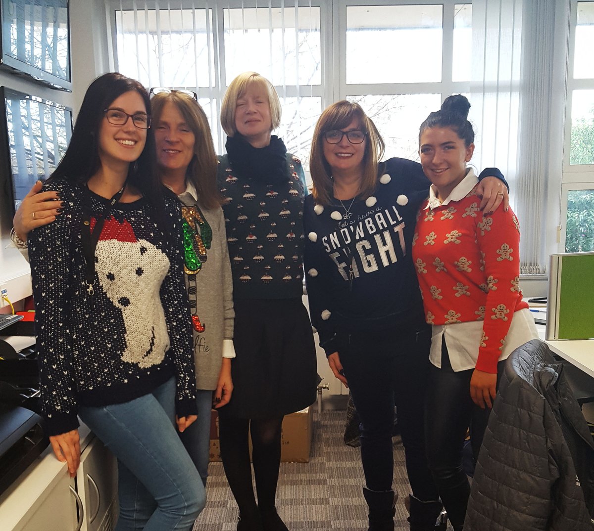 GroundControlGC's tweet image. The team in full #ChristmasJumperDay swing! Getting festive in aid of @savechildrenuk. Donate £5 by texting TEAMTEAMGC to 70050! 🎅🎄