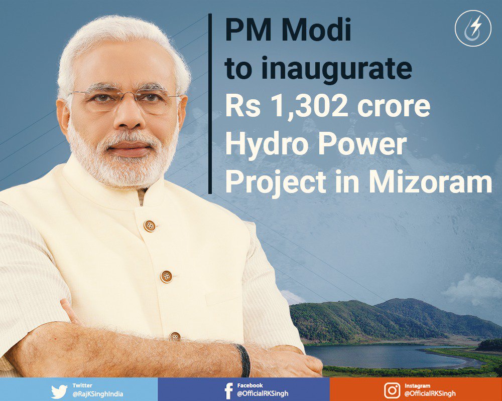 RajKSinghIndia's tweet image. Cabinet Committee on Economic Affairs (CCEA) approved Rs 1,302 crore hydro-power project in Aizawl, Mizoram will be inaugurated by PM @NarendraModi, tomorrow. energy.economictimes.indiatimes.com/news/power/pm-…