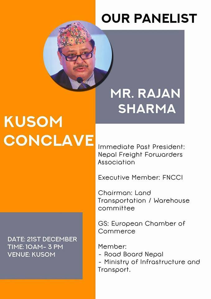 KAF_Kusom2017's tweet photo. KAF 2017, Day-2 main event, "KUSOM Conclave" is on its way!
The subject of discussion for conclave will be "One Belt One Road" following different strategies and conflicts related to it.
And here we present our first panelist Mr. Rajan Sharma.
#kaf2017 https://t.co/E9mJg3SxKd