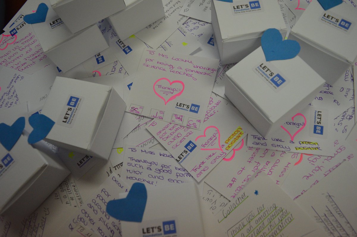 LetsBe_F's tweet photo. Over 100 hand written thank you notes and messages accompanied with a small gift were hand delivered to all the staff at The Hollins. The Let's Be Team wanted to show their gratitude and appreciation for all the hard work undertaken by our amazing staff. #letsbegiving #thankful https://t.co/M9LT4Hwfo2