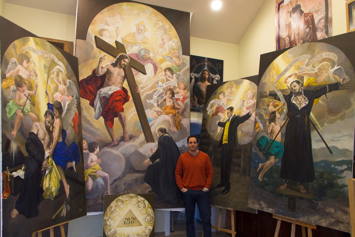 Raul_Berzosa's tweet photo. Junto a las pinturas del proyecto para @JesuitTampaFLa (Tampa. Florida, EEUU). Ahora mismo me encuentro trabajando trabajando en la última pintura. https://t.co/eQ5uC7fBmJ