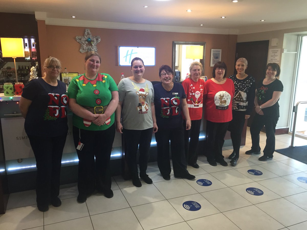 hiexleedseast's tweet photo. Christmas jumper day at Holiday Inn Express Leeds-East! #christmasjumperday2017 #splendidfamily #Christmas2017 @SHG_Hotels https://t.co/Ui5TG21v0a