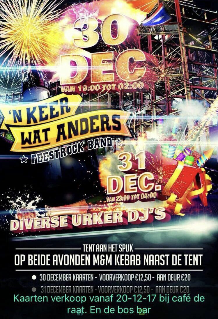 Zondag is een rustdag. Behalve voor de jeugdhonken. Dan mag alles. 30 december tot vroeg in de zondagmorgen. 31 december begint het feest op zondag avond 22:00. Natuurwijk zet je schrap.