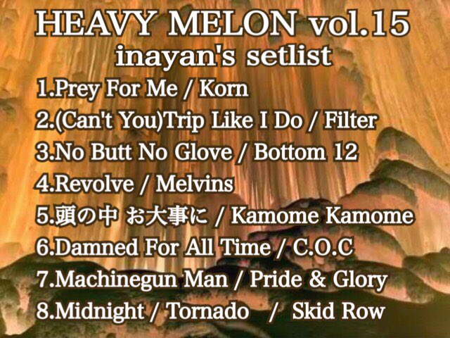 kerry_metal's tweet photo. 12/9土曜に開催したHeavy Melon vol.15❣️ラストのセットリストはDJ inayanだよーん(≧∀≦)これまた定番ありサプライズありメタルに限らない選曲❣️
#HeavyMelon
#PLANET37
#inayan https://t.co/99SGqIGyZ3