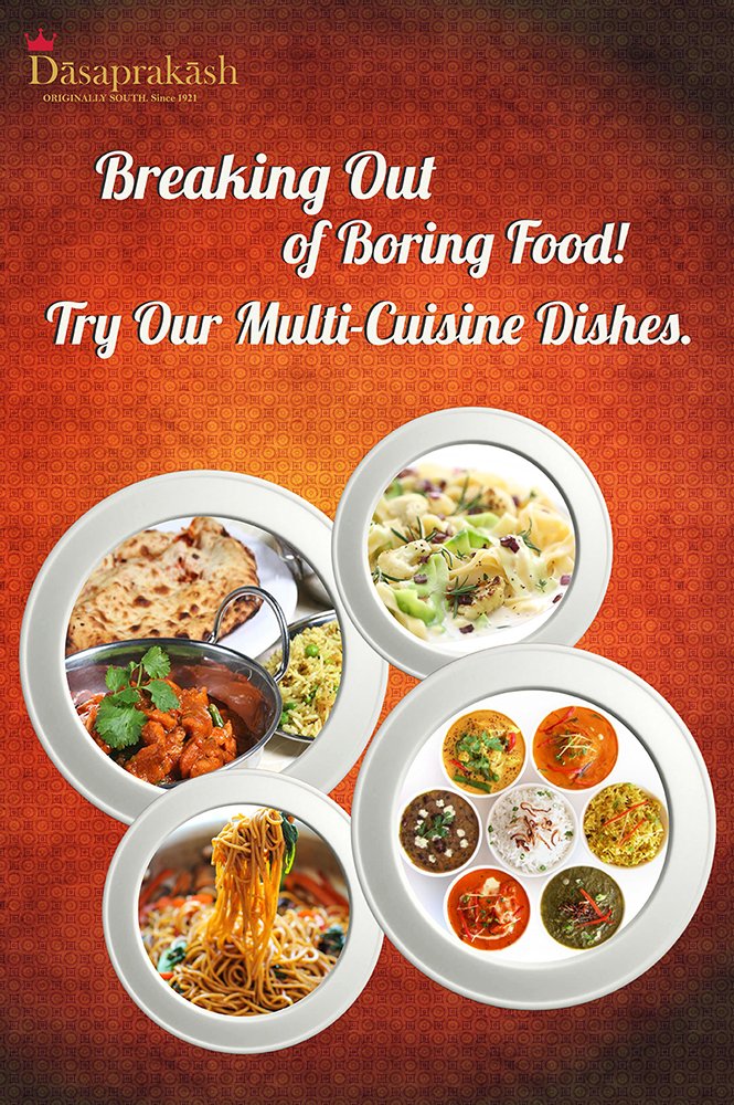 Breaking out of boring food! Try our multi-cuisine dishes. #multicuisinefood #dasaprakash