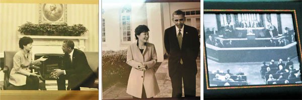 우리나라 대통령 중 처음으로 박근혜 대통령의 사진이 미국 백악관 앞 영빈관인 블레어하우스에 걸리게 됐다.
"이 중 한 점은 유명 인사들의 사진을 전시하는 '리 다이닝 룸(Lee Dining Room)'에 상시(常時) 전시할 예정이라고 한다"고 전했다.