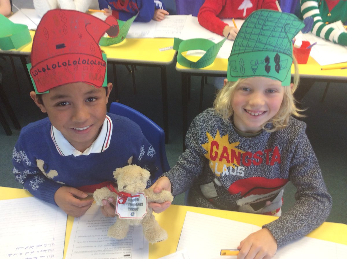 Proud winners of the Attendance Award, looking forward to today’s Christmas Dinner.