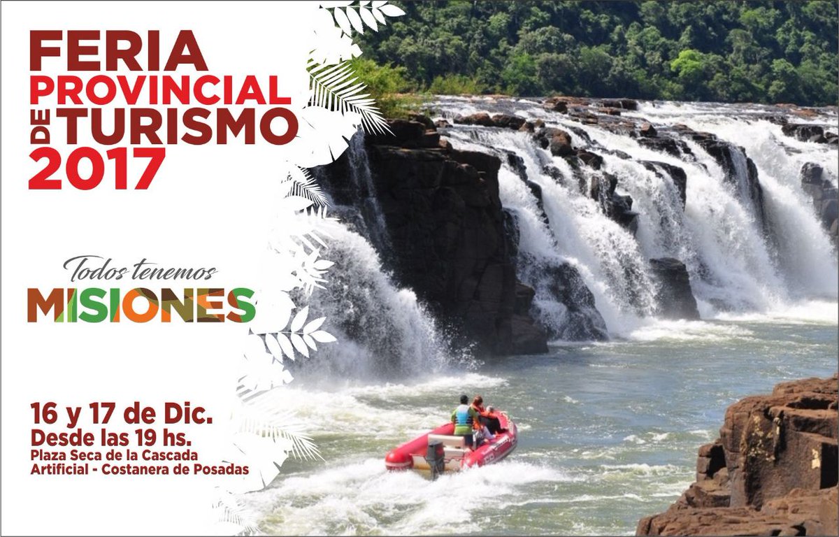 MisionesTurismo's tweet photo. 🔊🔉 FALTAN 1 día y llega la FERIA #TodosTenemosMisiones

👉 El Evento que reúne a toda la oferta turística de la Provincia 
📆 16 y 17 de diciembre 
🕖 19 horas 
👉 Plaza Seca de la Cascada Artificial, Costanera de Posadas https://t.co/fRSCQZHOTZ