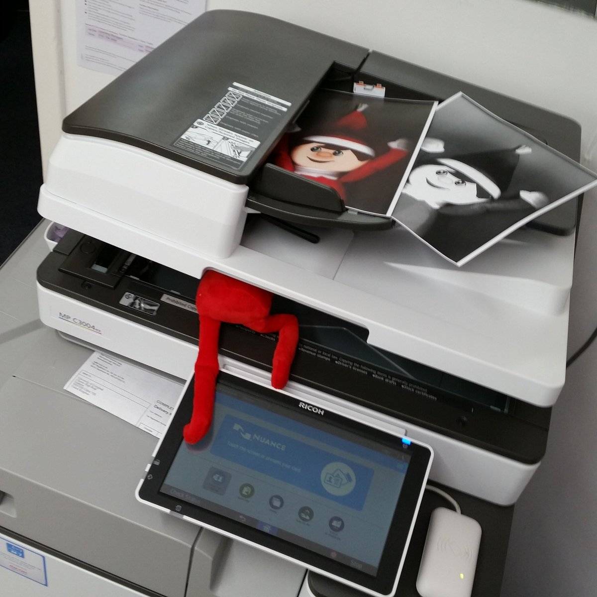 Diagnosteq's tweet photo. It's #Christmasparty day for many at @LivUni today - have fun but don't do anything Frankelf wouldn't do! #elfontheshelf #elfonthe...copier? https://t.co/nmG9bpadak