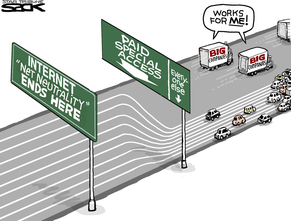 Intracto's tweet photo. De Amerikaanse @FCC trok gisteren de stekker uit #NetNeutrality , maar wat betekent dat voor Europa? Lees het in deze blogpost: https://t.co/yexcFuQa8J.
(Cartoon: Steve Sack/Star Tribune) https://t.co/HjYl4nDqx6