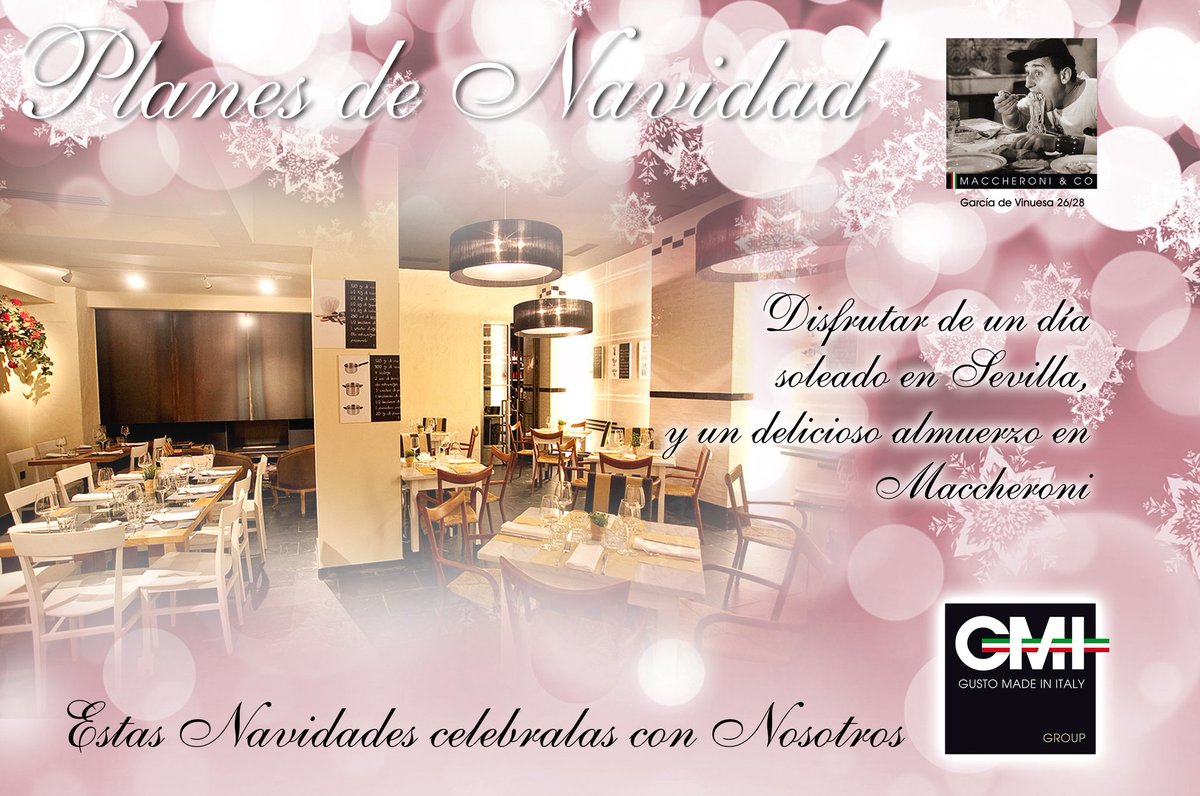 gruppogmi's tweet photo. Todos los trabajadores de @Maccheroni_Co, os deseamos unas felices fiestas en compañía de vuestros seres queridos. 🎄

Y os animamos a que paséis estas fiestas por nuestro local, para compartir una bonita velada y disfrutar de lo mejor de la cocina italiana 😊

Felices fiestas!! https://t.co/EDcE3eyGDC