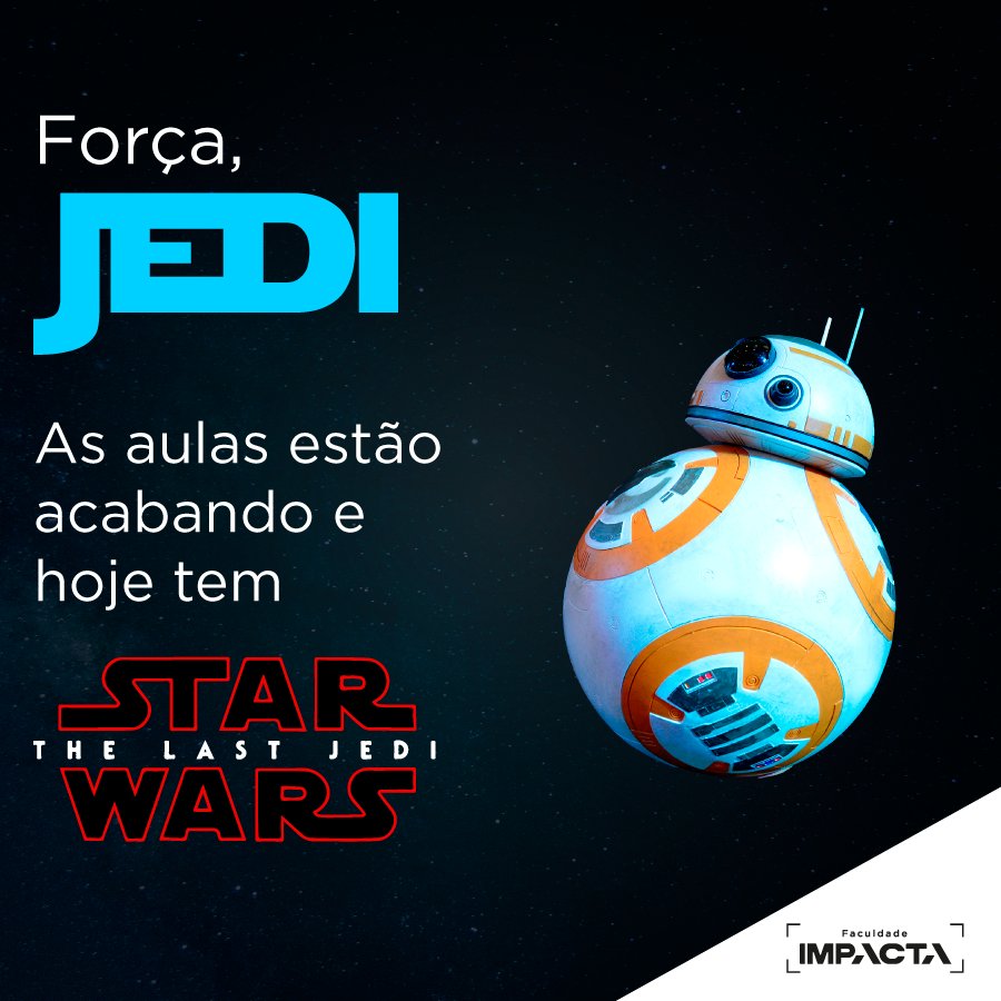 facimpacta's tweet photo. Que a tecnologia esteja com você! #FaculdadeImpacta #StarWarsTheLastJedi #StarWars #Sextou https://t.co/pjVydFjXPZ