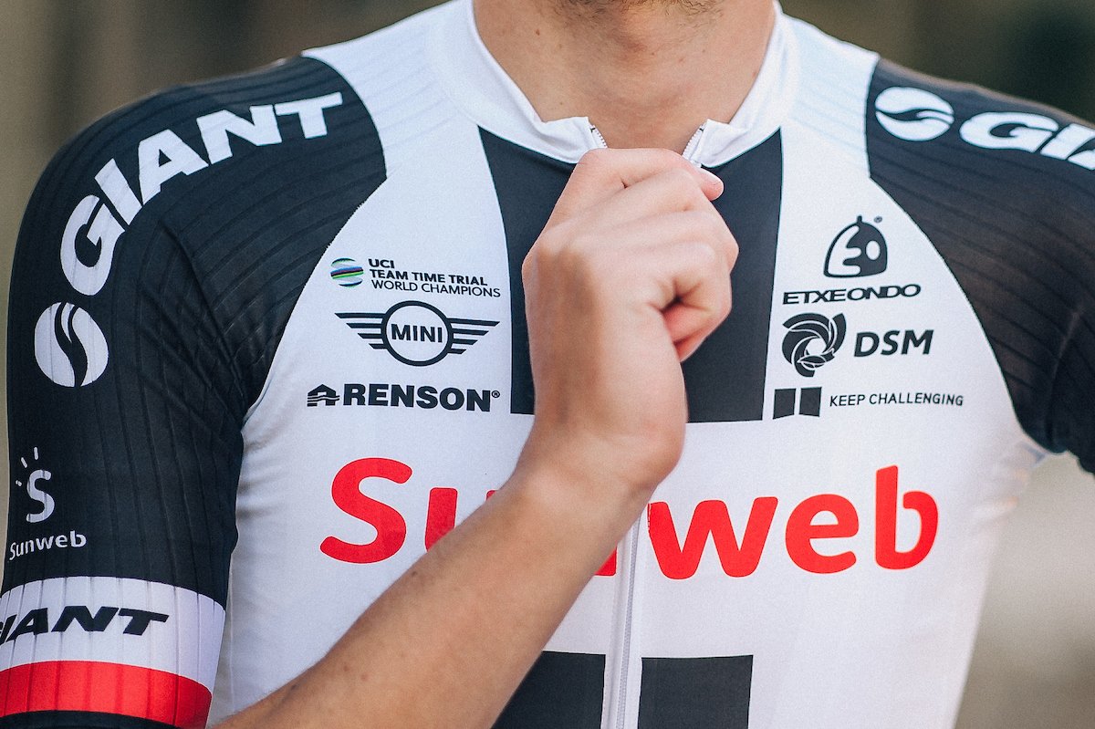 picnicpostnl's tweet photo. Now you've seen the kit, check out the finer details. A new @Sunweb "Spark" and the representation of our TTT world titles.

➡ https://t.co/GVCvyJNLaM https://t.co/SyR3IEakKW