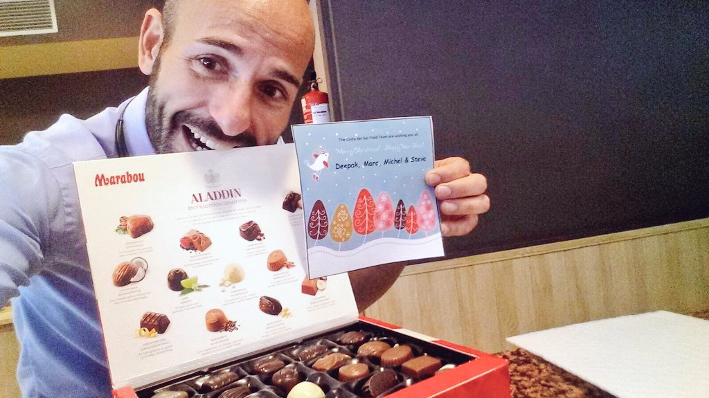 RocioPM81's tweet photo. Chocolate is always welcome at #PuebloQuinta and even more when it comes from our dearest @MichelEUinv @SBCameronES @marc_schnitzer & #DeepakneedsaTwitter 😍 Thanks a lot Guys, it's always a pleasure to work with you!!! #oneteam #DRICareers #DRIXmas #weloveourCDSDreamTeam https://t.co/ONK7IEd8f2