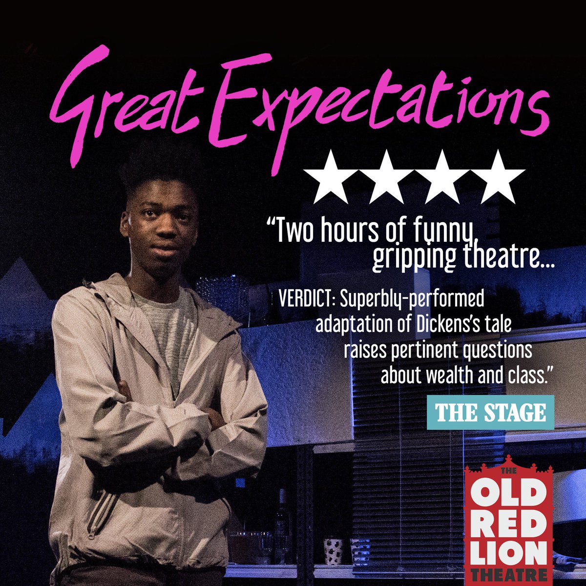 HeritageArts's tweet photo. The "superbly performed... funny &amp; gripping" GREAT EXPECTATIONS gets ★★★★ in @TheStage , ★★★★ from @ayoungertheatre and ★★★★ from @pubtheatres1. Tickets available now: https://t.co/ewH3iUOa8V - get them while you can. https://t.co/m0ZVuuSieE