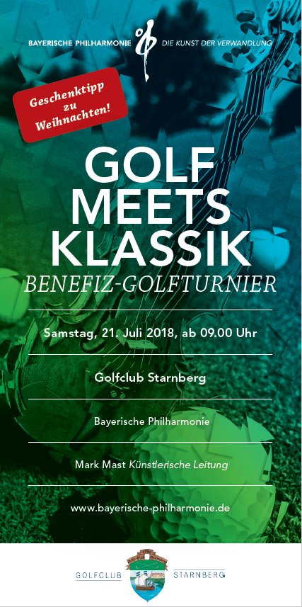BayPhil94's tweet photo. Geschenktipp zu Weihnachten 🎁- Golf meets Klassik 2018 🏌️‍♂️
Verschenken Sie die Teilnahme am Benefiz-Golfturnier »Golf meets Klassik« am Samstag, 21. Juli 2018 im Golfclub Starnberg!
Geschenk-Gutscheine gibt es bei der Bayerischen Philharmonie unter Telefon: 089 120 220 320 https://t.co/PpNyVfPedJ