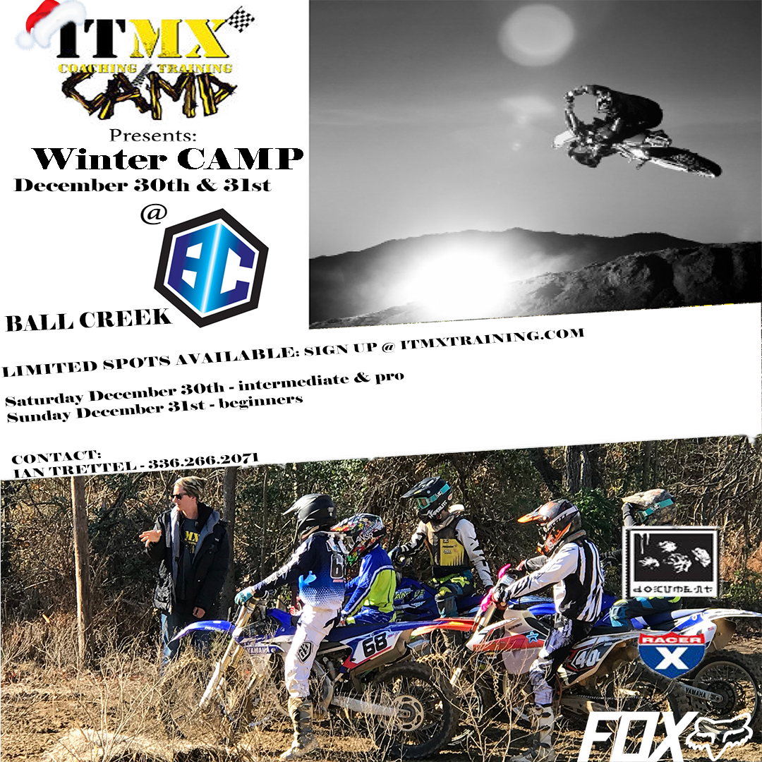 ITMXtraining's tweet photo. My N.C friends don’t forget about our upcoming camp at Ball Creek at the end of the month (weather permitting). We will be in the triad area the week of Christmas. We have been watching the weather.
#moto #supercross #MX #motocross #mototraining #mxtraining #itmxtraining https://t.co/JwsMmke02Y