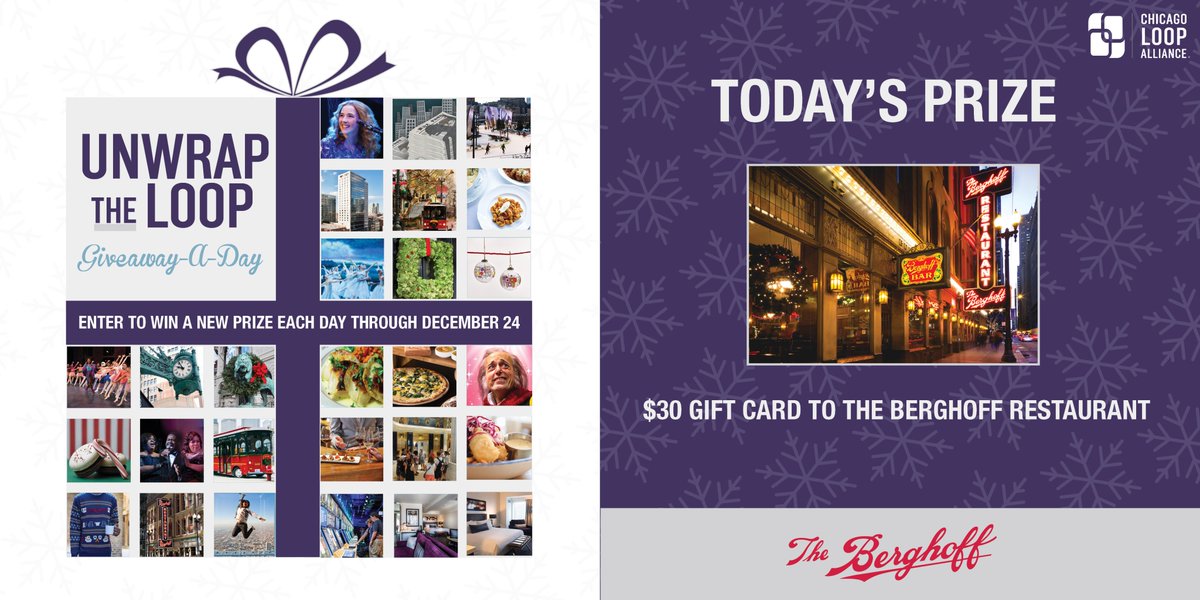 ChiLoopAlliance's tweet photo. Wassail or Wiener schnitzel, @BerghoffChicago is a holiday classic! Enter for a chance to win a $30 gift card during today’s #UnwraptheLoop Giveaway. https://t.co/yFQc3Ru34h https://t.co/EbsamwPhus
