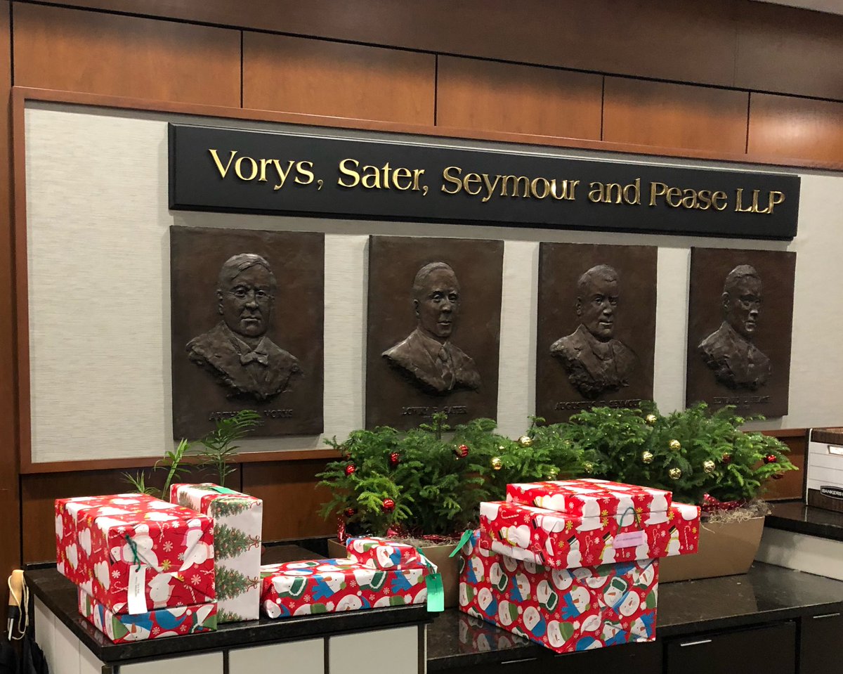 voryslaw's tweet photo. @ColumbusBar @theflabar @ColumbusCommons @brickerlaw @BakerHostetler @JonesDay @dinsmore_shohl @FBT_law @Reminger @SPB_Global @KeglerBrown @lanealton @IceMillerLLP @Taftlaw @CPMLaw @PorterWright .@ColumbusBar - we love your #BarTree! 

Here are a few photos of our holiday decor including a #bartree or two (and a cameo of some presents about to go to families in need). https://t.co/JC05ed2quf