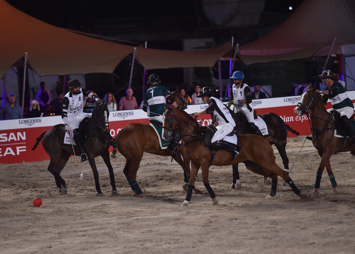 DubaiSC's tweet photo. HH Sheikh Mansour bin Mohammed bin Rashid Al Maktoum, Chairman of DIMC, crowned Nissan Leaf champion of the Beach Polo Cup Dubai 2017, which concluded today &amp; lasted for 2 days at Skydive Dubai https://t.co/aVsPPDIkhI