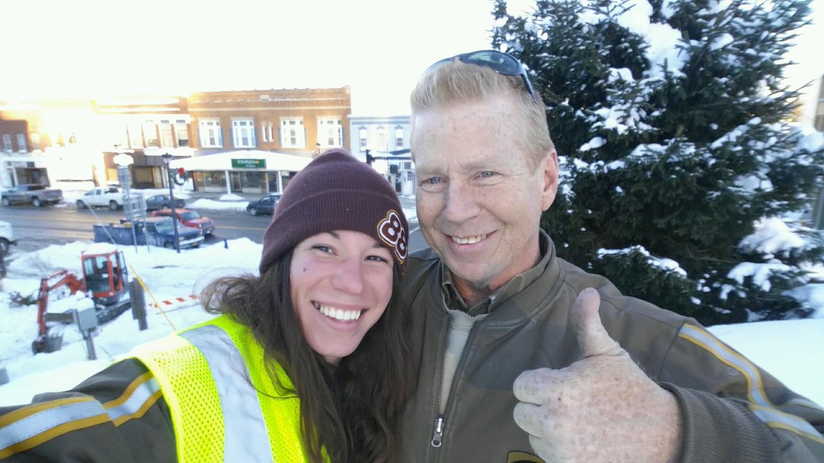 Driver Ron and helper Joelle delivering Christmas presents in Attica, NY. #livesafely #peak2017 <a href="/NortheastUPSers/">NortheastUPSers</a>