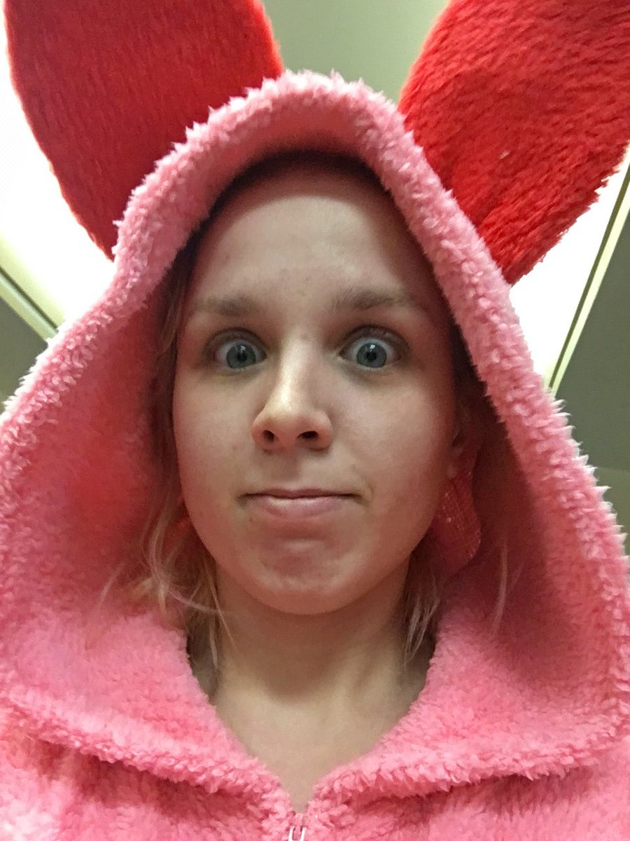 FiFithePhoenix's tweet image. People on this campus are too done to care that I’m dressed as a giant pink bunny.