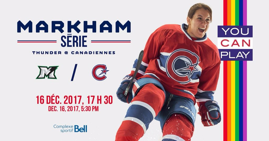 bugsburnett's tweet photo. 🏳️🌈 @LesCanadiennes vs @ThunderCWHL Dec 16 @YouCanPlayTeam MTL match https://t.co/NrCkRvkPgy #YouCanPlay #CWHLlive https://t.co/pyekdH6QkM