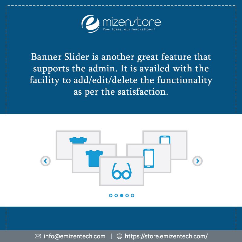 EmizenTech's tweet image. #BannerSlider is getting popular because of it&apos;s dynamic nature, and it applies to all the pages and not bound to few of them.
Get the details here : buff.ly/2CqabGK
#MagentoExtensions #Magento2Extensions #MagentoExtensionsDevelopment #MagentoExtensionsDevelopmentAgency