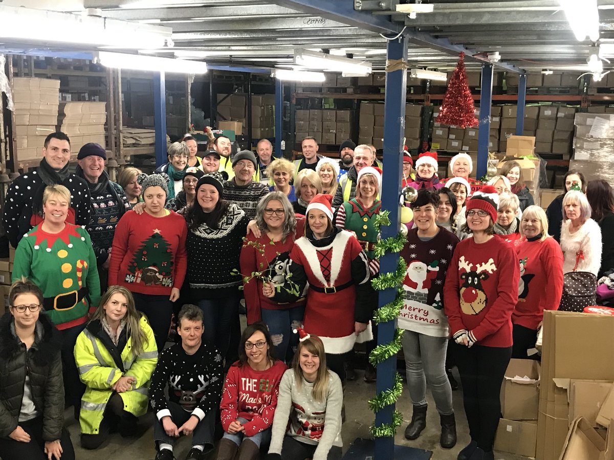 Christmas Jumper day <a href="/SetInHand/">Set In Hand</a>  Some of the team after the chip lunch and nearly £100 raised for charity. Great teamwork#Christmasjumperday#setinhand#suffolk#greetingcards#gifts#3rdpartywarehousing#orderfulfilment#distribution