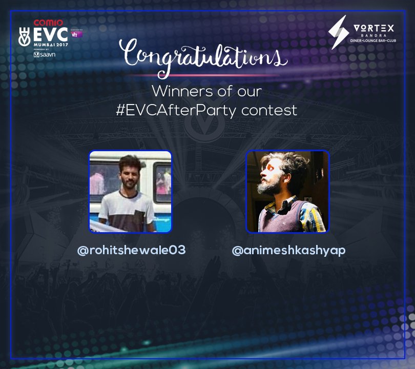 Vortexbandra's tweet photo. .#VortexBandra loves to give surprises! Congratulations winners! Kindly DM us Your details. Thank you to everyone who participated and those who didn't win we have something for you too! Stay tuned. #EVCAfterParty #VortexBandra #ComioEVC2017 https://t.co/Gu8TADO5Co