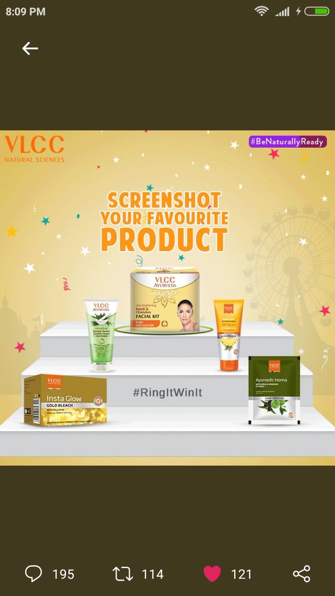 SanghaviPreeti's tweet photo. @VLCCpersonal Here is the screenshot of my favorite VLCC product Facial kit
#Contest #ContestAlert #RingItWinIt #BeNaturallyReady
@cuteushakumari @desichipakli @bhavnajain189 @PritiNivoriya @blessedkamal @SanghviRuchika https://t.co/H37emQ1LyZ