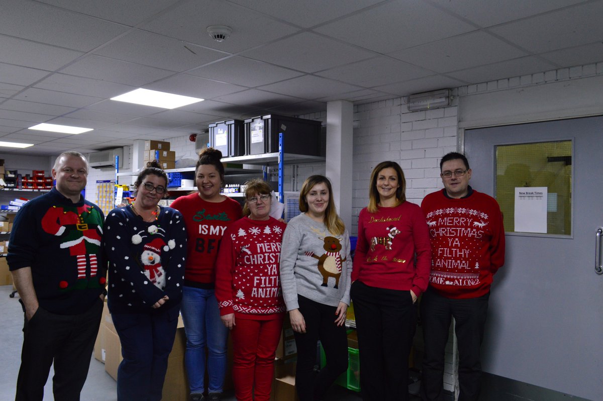 Palintest's tweet photo. We've been taking part in #ChristmasJumperDay raising money for @SaveUKNews - some 'interesting' jumpers on show. Thanks to everyone for getting involved. https://t.co/axGwEVjH3p