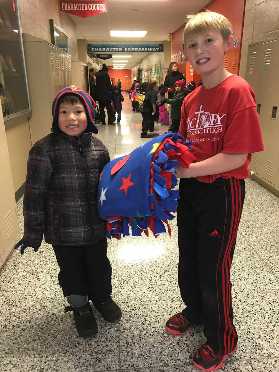 FCA made blankets for various groups.  They are handing 1 out in each elementary grade leading up to Christmas.