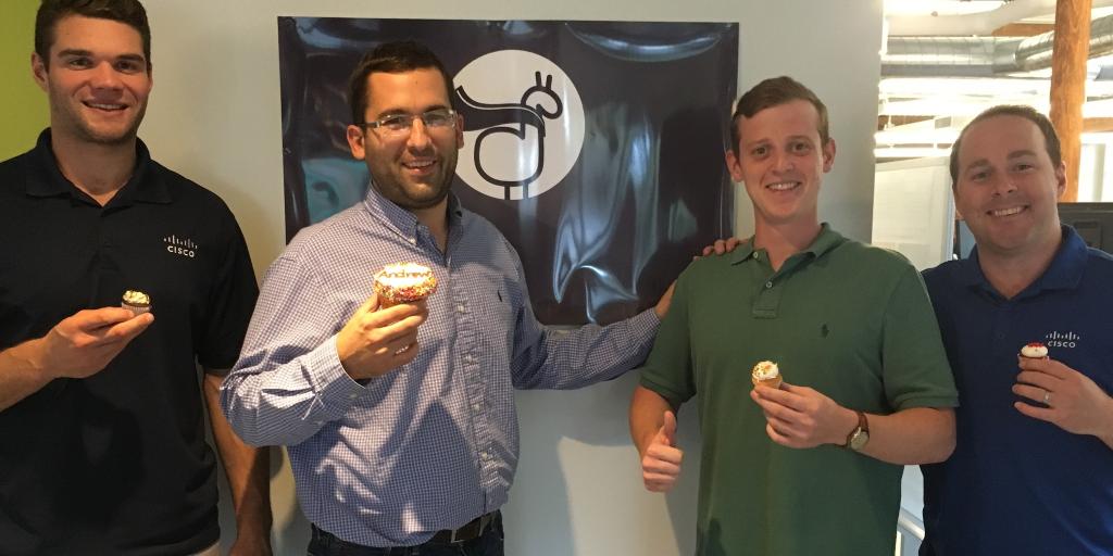 WeAreCisco's tweet image. When you work for #Cisco #Security - you get the BIG cupcake (with your name on it) for your #Ciscoversary! #CloudLock #NationalCupcakeDay