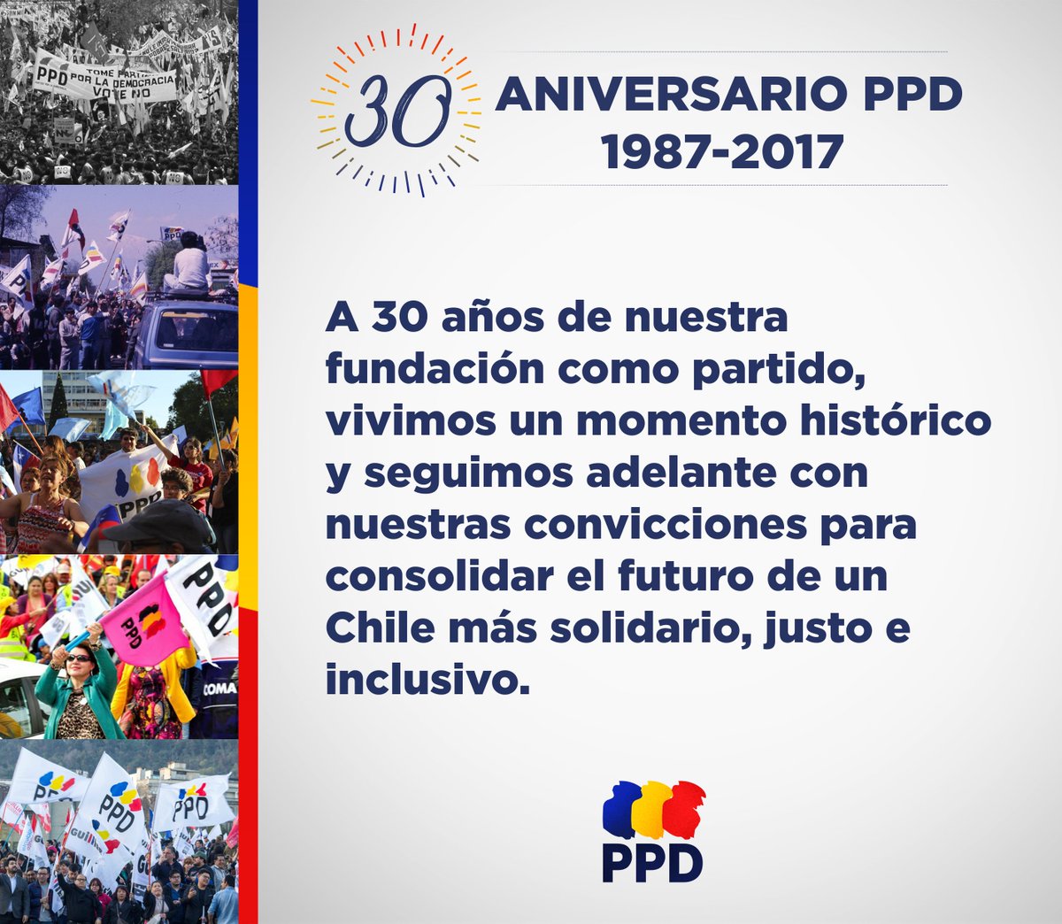 🎉 A 30 años de nuestra fundación, seguimos y seguiremos en el camino de las grandes transformaciones, llenos de convicciones y esperanzas por un Chile más justo y solidario.
