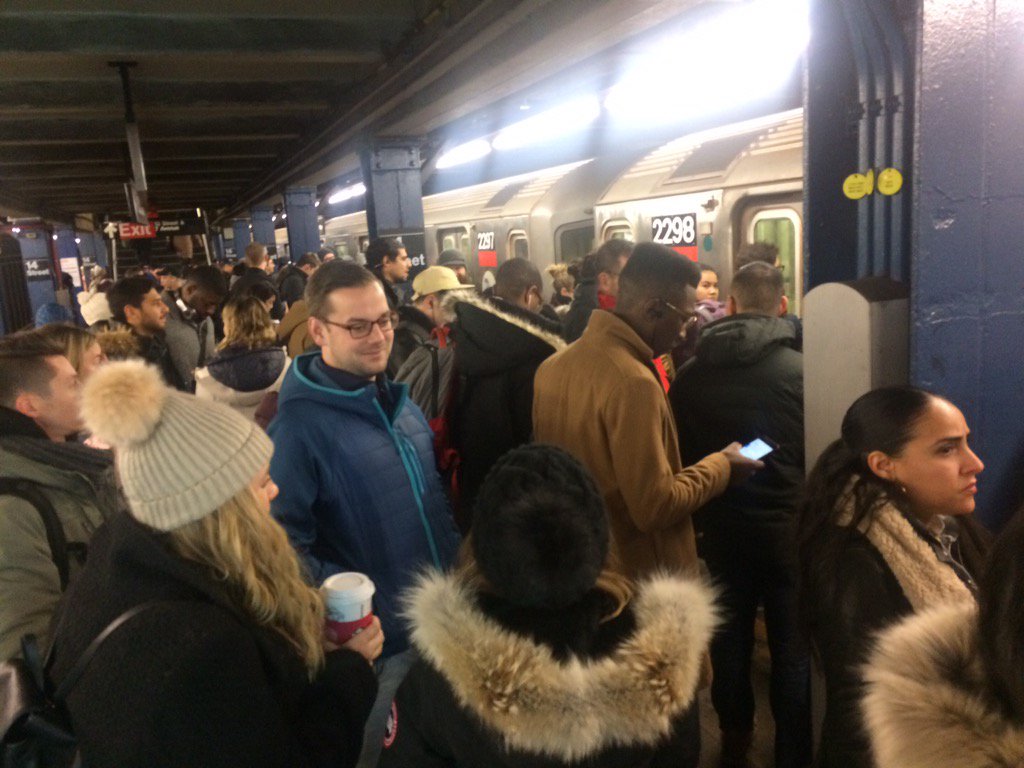 lismed13's tweet photo. @MTA @NYCTSubway AGAIN, DT 1 train, kicks us off at 14th to go express... https://t.co/Iw34YBz6IY