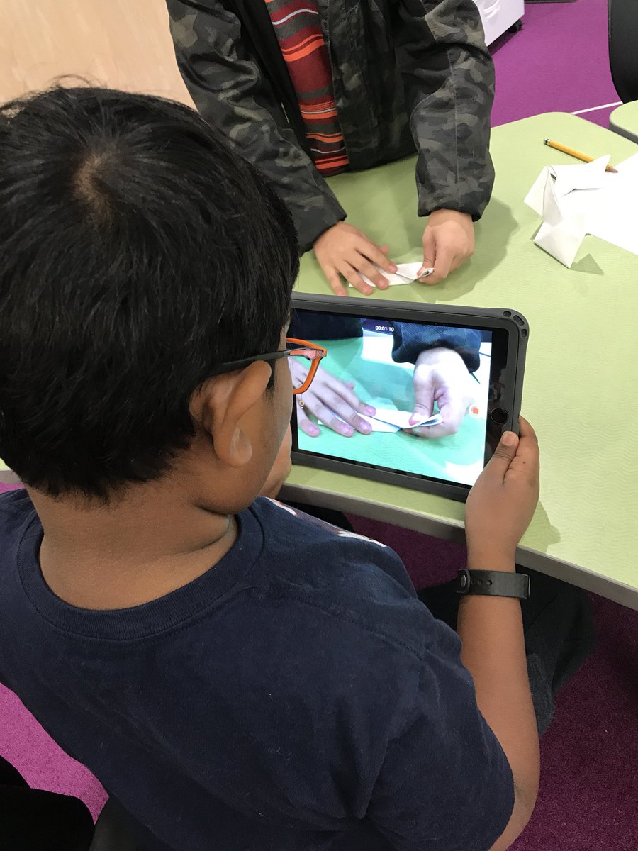 DWrightHall's tweet photo. Students creating video demonstrations for #procedural text! @MJAkinElem #origami #LISD https://t.co/QAin6k7p9O