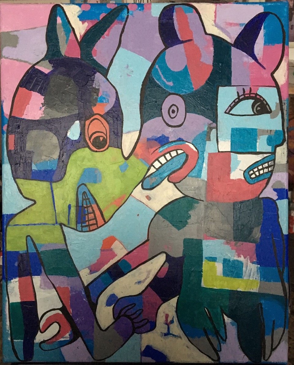 Eddie Hara, The Third Person, 2005, Acrylic on Canvas, 50 x 40 cm. Works by #eddiehara on view at our #NoRhymeOrReason exhibition at Searcys, The Gherkin. 
#opusart #indonesianart <a href="/SearcysGherkin/">Searcys at The Gherkin</a> <a href="/GXgallery/">GX Gallery</a> 
PS: Happy 2017 #ChristmasJumperDay! ;)