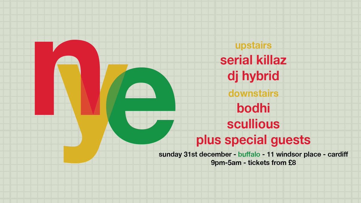 Roughion's tweet photo. Full line up and artwork for #NYE2017 @buffalocardiff tickets are flying out! Get them quick. https://t.co/DGtyGIirVR